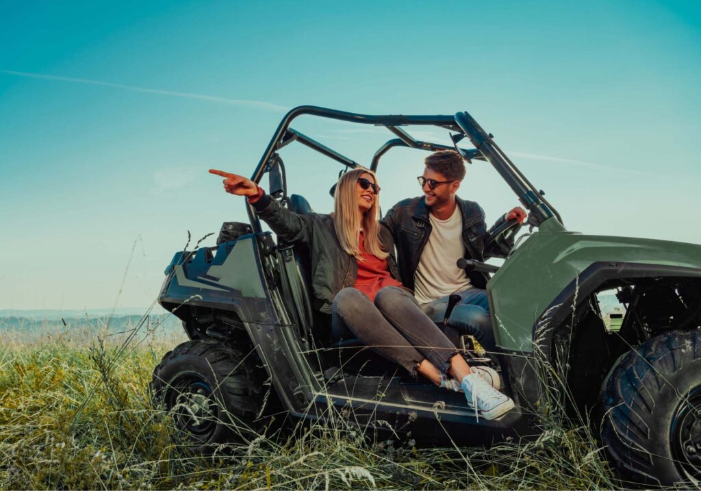 Krasanos Car Rental Crete couple in a buggy